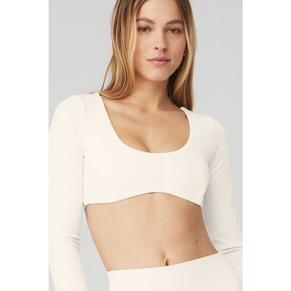 ALO YOGA XS Ribbed Defined Long Sleeve Bra - Picture 1 of 9